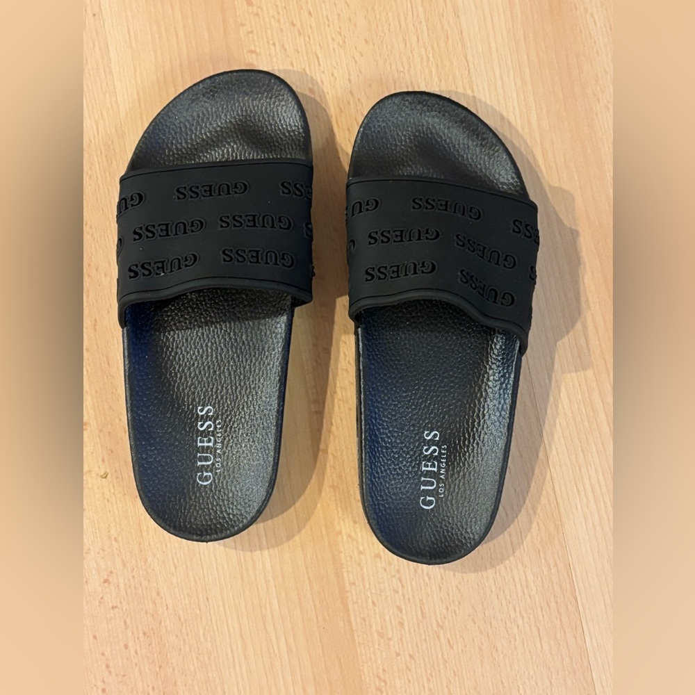 Guess Embossed Black Slides